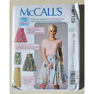 McCalls M7129 Misses Wrap Skirts Sewing Pattern Size 8-16 Reversible A-Line Long